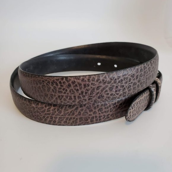 Vtg Gray Tumbled Steer Mens Textured Leather Dress Belt Silver Buckle Sz 36 NWOT - Picture 6 of 9